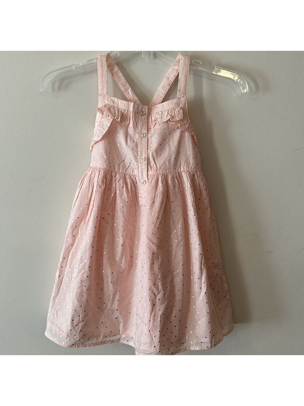 Rachel Zoe Toddler Gold Polka Dot Ruffle Trim Criss Cross Back Fit & Flare Dress